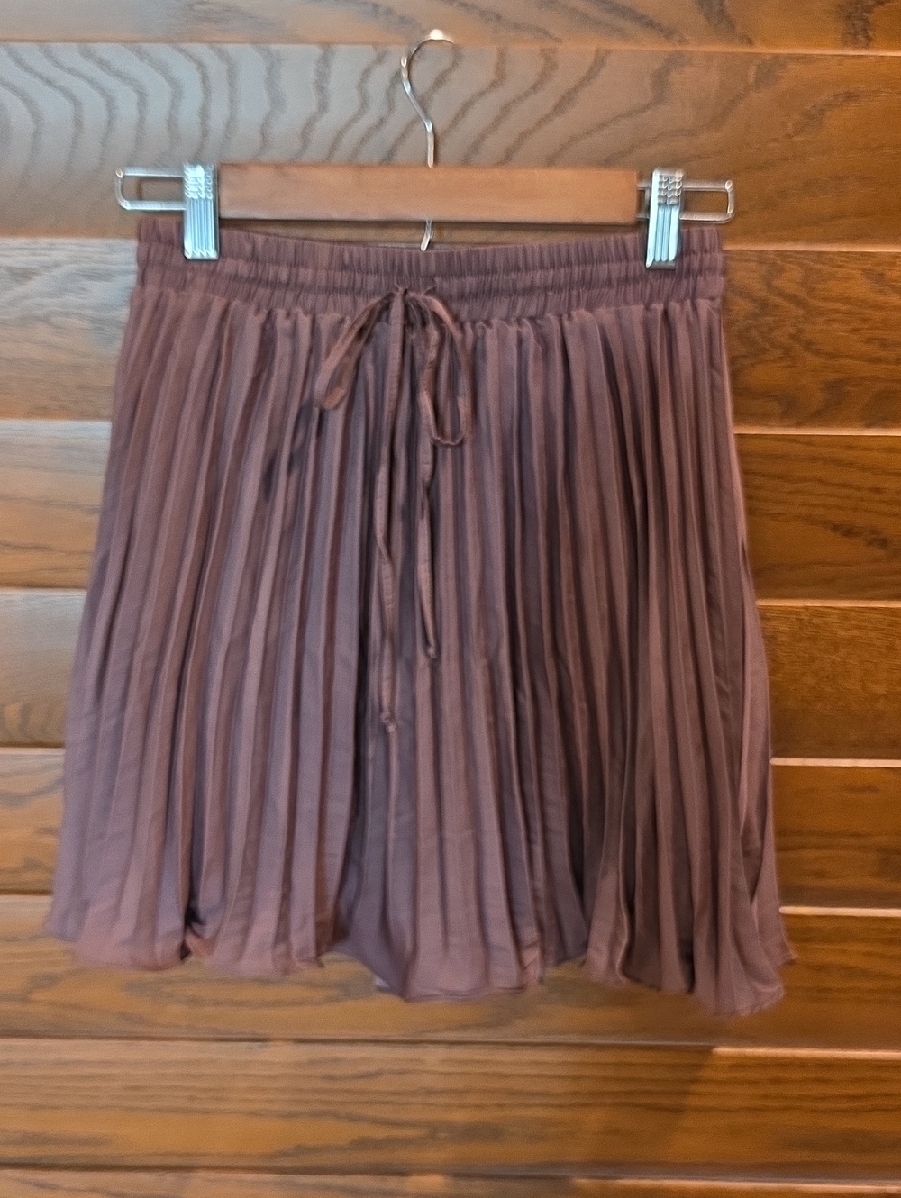 Wishlist Brown Pleated Drawstring Skater Skirt